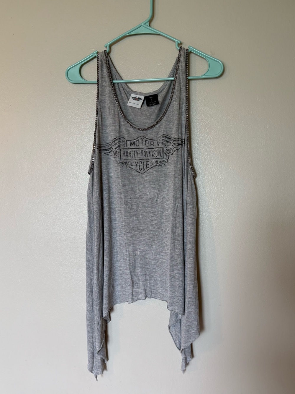 Harley-Davidson Women's Light Gray Graphic Tank with Chain Trim